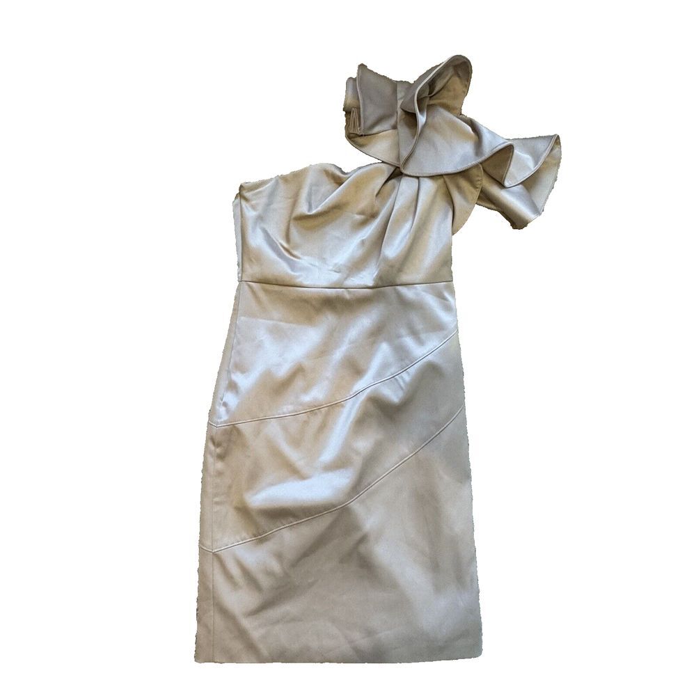 Karen Millen Satin One Shoulder Beige Fitted Event Dress‎ 6 Event Coctail